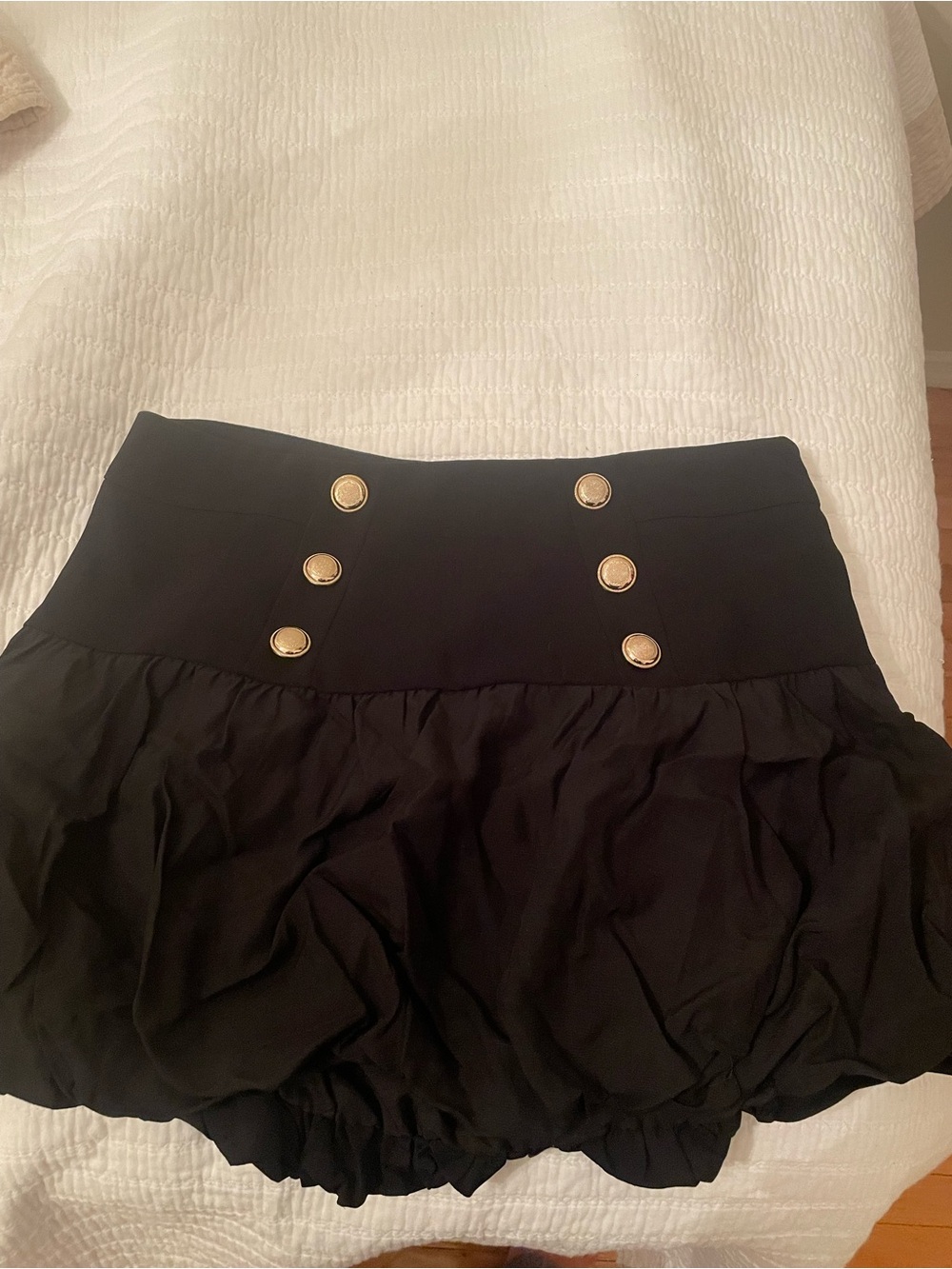 Zara Black Ruffled Bubble Skirt with Gold Buttons